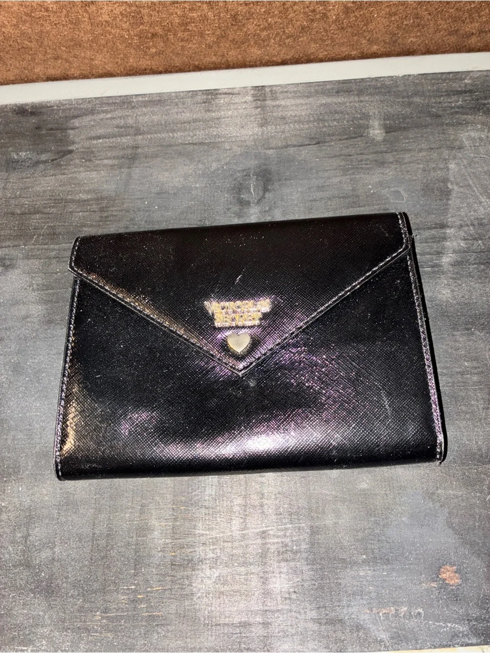 Victoria's Secret Black Envelope Wallet with Gold Logo - Picture 2 of 4